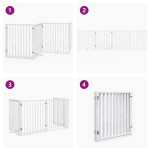 vidaXL Poartă de acces pentru câini cu ușă pliabilă, 4 panouri, albă, 320 cm, lemn de plop