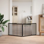 vidaXL Poartă de acces pentru câini pliabilă, 2 panouri, neagră, 160 cm, lemn de plop