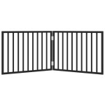 vidaXL Poartă de acces pentru câini pliabilă, 2 panouri, neagră, 160 cm, lemn de plop