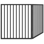 vidaXL Poartă de acces pentru câini pliabilă, 2 panouri, neagră, 160 cm, lemn de plop