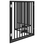 vidaXL Poartă câini pliabilă cu ușă 4 panouri negru, 320 cm, lemn plop