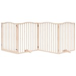 vidaXL Poartă de câini pliabilă cu ușă, 4 panouri, 320 cm, lemn plop
