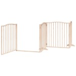 vidaXL Poartă de câini pliabilă cu ușă, 4 panouri, 320 cm, lemn plop