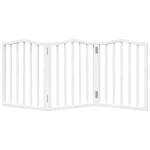 vidaXL Poartă pentru câini pliabilă, 3 panouri, alb, 150 cm, lemn plop