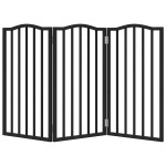 vidaXL Poartă pentru câini pliabilă 3 panouri negru, 150 cm, lemn plop