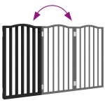 vidaXL Poartă pentru câini pliabilă 3 panouri negru, 150 cm, lemn plop