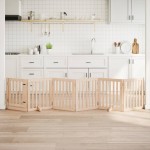 vidaXL Poartă de acces pentru câini cu ușă pliabilă, 6 panouri, 300 cm, lemn de plop