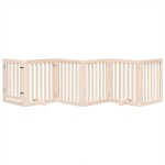 vidaXL Poartă de acces pentru câini cu ușă pliabilă, 6 panouri, 300 cm, lemn de plop