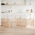 vidaXL Poartă de acces pentru câini cu ușă pliabilă, 4 panouri, 320 cm, lemn de plop