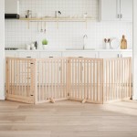 vidaXL Poartă de câini pliabilă cu ușă, 4 panouri, 320 cm, lemn plop