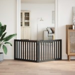 vidaXL Poartă pentru câini pliabilă 2 panouri negru, 160 cm, lemn plop