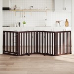 vidaXL Poartă câini pliabilă cu ușă 4 panouri maro, 320 cm, lemn plop