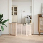 vidaXL Poartă pentru câini pliabilă, 3 panouri, 150 cm, lemn de brad