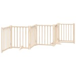 vidaXL Poartă de câini pliabilă cu ușă, 6 panouri, 300 cm, lemn brad
