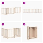 vidaXL Poartă de câini pliabilă cu ușă, 6 panouri, 300 cm, lemn brad
