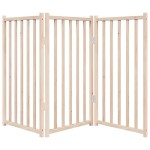 vidaXL Poartă de acces pentru câini pliabilă, 3 panouri, 150 cm, lemn masiv de brad
