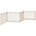 vidaXL Poartă câini pliabilă cu ușă 4 panouri, 320 cm, lemn masiv brad