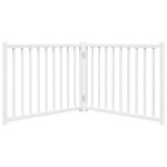 vidaXL Poartă pentru câini pliabilă 2 panouri, alb, 160 cm, lemn brad