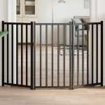 vidaXL Poartă pentru câini pliabilă 3 panouri negru, 150 cm, lemn brad