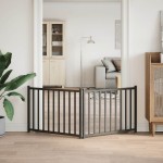 vidaXL Poartă pentru câini pliabilă 2 panouri negru, 160 cm, lemn brad