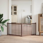 vidaXL Poartă de câini pliabilă 2 panouri stejar maro 160 cm lemn brad