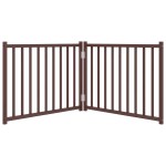 vidaXL Poartă de câini pliabilă 2 panouri stejar maro 160 cm lemn brad