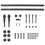 vidaXL Set glisare ușă mini pentru dulap, negru, oțel carbon, 122 cm vidaXL Set glisare ușă mini pentru dulap, negru, oțel carbon, 122 cm