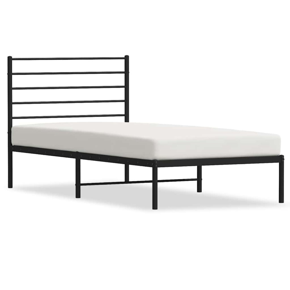 vidaXL Cadru de pat din metal cu tăblie, negru, 100x200 cm