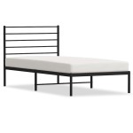 vidaXL Cadru de pat din metal cu tăblie, negru, 100x200 cm