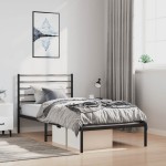 vidaXL Cadru de pat din metal cu tăblie, negru, 100x200 cm