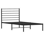 vidaXL Cadru de pat din metal cu tăblie, negru, 100x200 cm