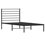 vidaXL Cadru de pat din metal cu tăblie, negru, 107x203 cm