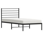 vidaXL Cadru de pat din metal cu tăblie, negru, 107x203 cm