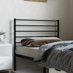 vidaXL Tăblie de pat metalică, negru, 107 cm
