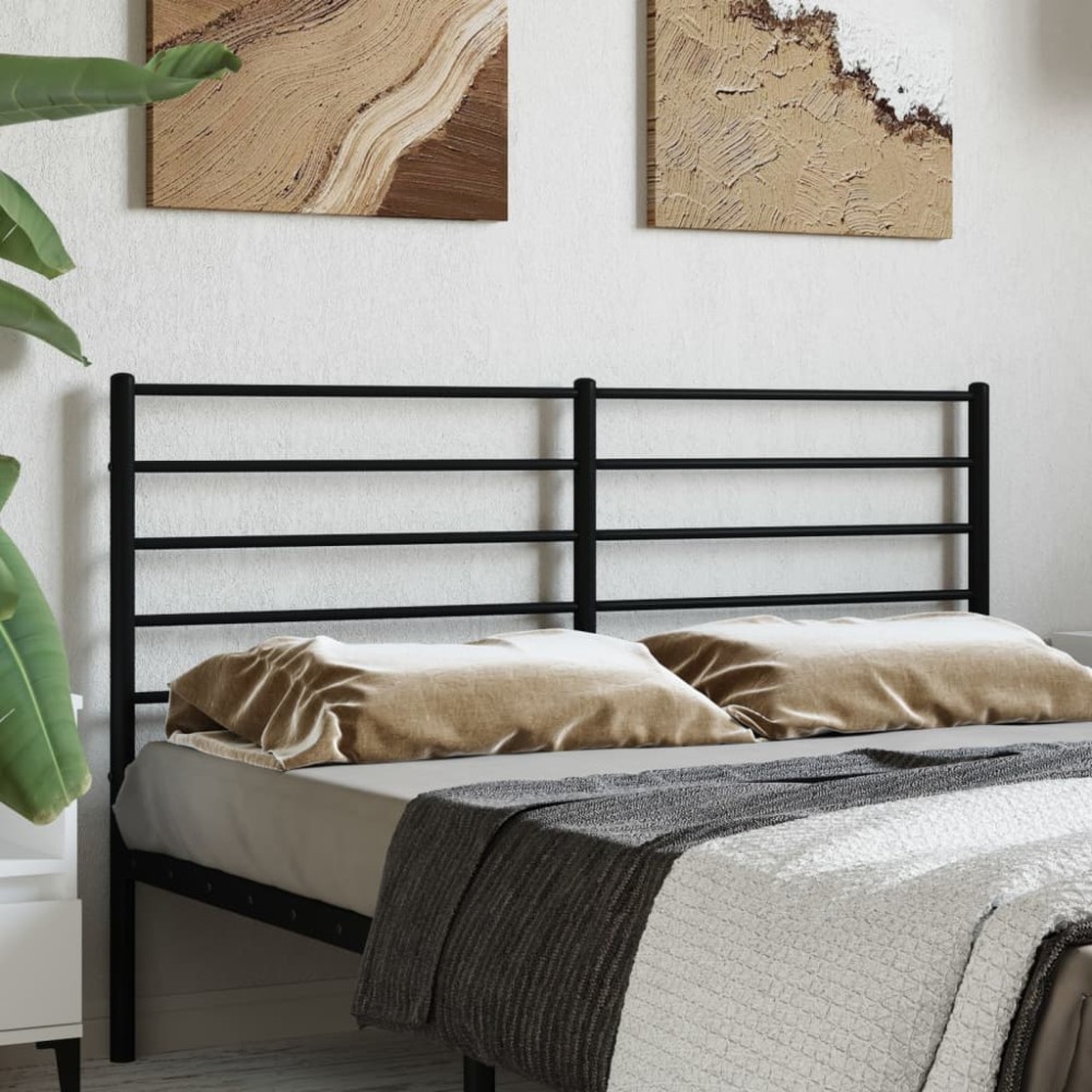 vidaXL Tăblie de pat metalică, negru, 140 cm