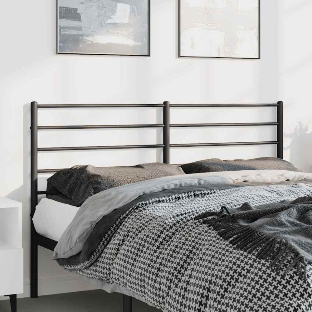 vidaXL Tăblie de pat metalică, negru, 150 cm