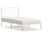 vidaXL Cadru de pat din metal cu tăblie, alb, 107x203 cm