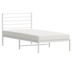 vidaXL Cadru de pat din metal cu tăblie, alb, 107x203 cm