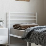 vidaXL Tăblie de pat metalică, alb, 75 cm