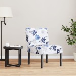 vidaXL Fotoliu, material textil înflorat cu albastru vidaXL Fotoliu, material textil înflorat cu albastru
