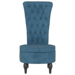 vidaXL Fotoliu cu spătar înalt, albastru, catifea, design cu nasturi vidaXL Fotoliu cu spătar înalt, albastru, catifea, design cu nasturi