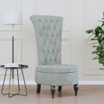 vidaXL Fotoliu cu spătar înalt, gri deschis, catifea design cu nasturi vidaXL Fotoliu cu spătar înalt, gri deschis, catifea design cu nasturi