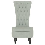 vidaXL Fotoliu cu spătar înalt, gri deschis, catifea design cu nasturi vidaXL Fotoliu cu spătar înalt, gri deschis, catifea design cu nasturi