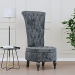 vidaXL Fotoliu cu spătar înalt, gri închis, catifea, design cu nasturi vidaXL Fotoliu cu spătar înalt, gri închis, catifea, design cu nasturi