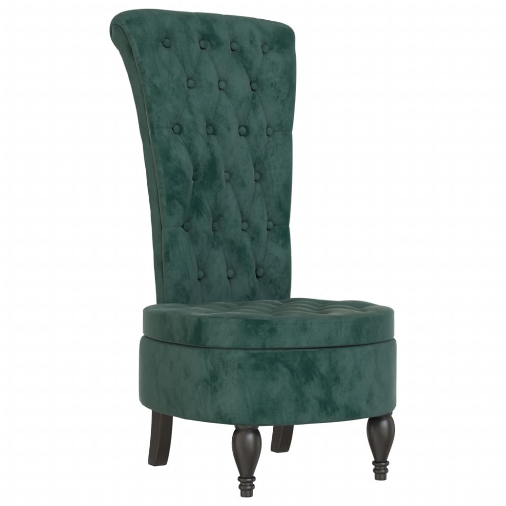 vidaXL Fotoliu cu spătar înalt verde închis catifea design cu nasturi
