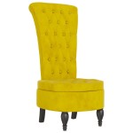 vidaXL Fotoliu cu spătar înalt, galben, catifea, design cu nasturi vidaXL Fotoliu cu spătar înalt, galben, catifea, design cu nasturi