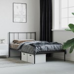vidaXL Cadru de pat din metal cu tăblie, negru, 107x203 cm
