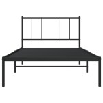 vidaXL Cadru de pat din metal cu tăblie, negru, 107x203 cm