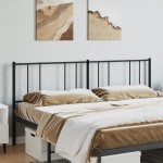 vidaXL Tăblie de pat metalică, negru, 200 cm