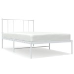 vidaXL Cadru de pat din metal cu tăblie, alb, 107x203 cm